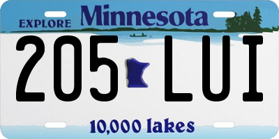 MN license plate 205LUI