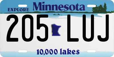 MN license plate 205LUJ