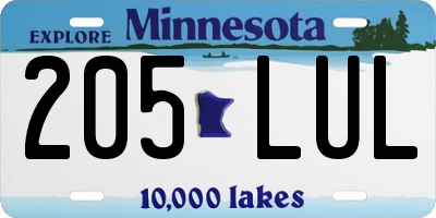 MN license plate 205LUL