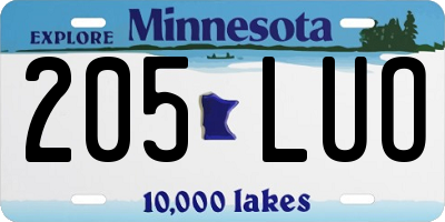 MN license plate 205LUO