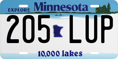 MN license plate 205LUP