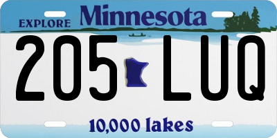 MN license plate 205LUQ
