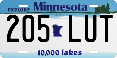 MN license plate 205LUT