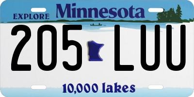 MN license plate 205LUU