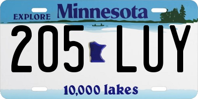 MN license plate 205LUY