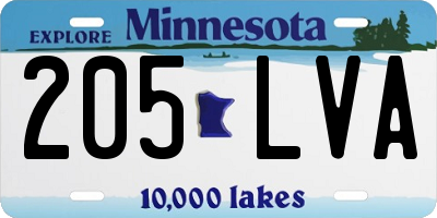 MN license plate 205LVA