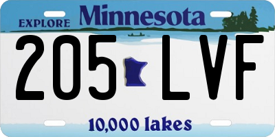 MN license plate 205LVF