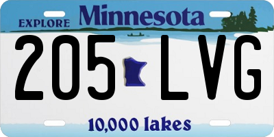 MN license plate 205LVG