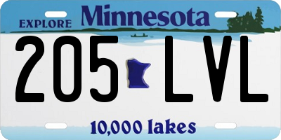 MN license plate 205LVL