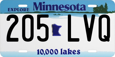 MN license plate 205LVQ
