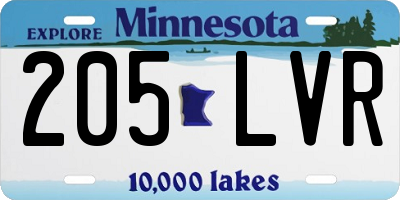MN license plate 205LVR
