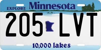 MN license plate 205LVT