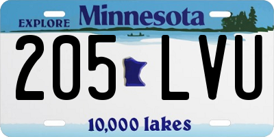 MN license plate 205LVU