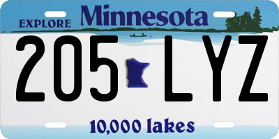 MN license plate 205LYZ
