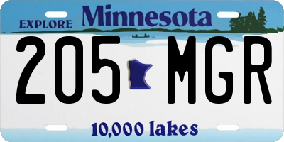 MN license plate 205MGR
