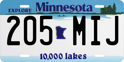 MN license plate 205MIJ