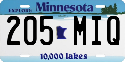 MN license plate 205MIQ