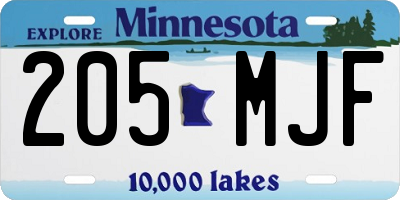 MN license plate 205MJF