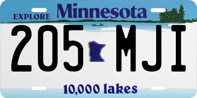 MN license plate 205MJI