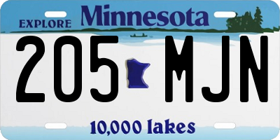 MN license plate 205MJN
