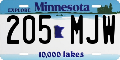 MN license plate 205MJW