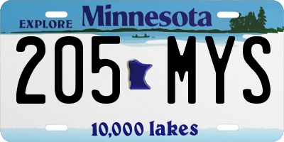 MN license plate 205MYS