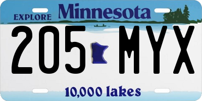 MN license plate 205MYX