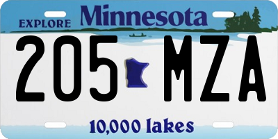 MN license plate 205MZA