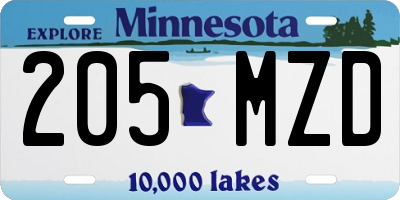 MN license plate 205MZD