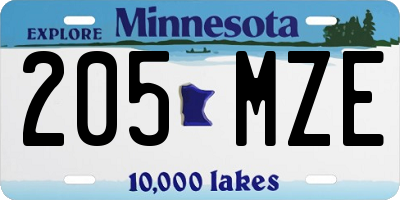 MN license plate 205MZE