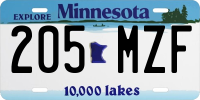 MN license plate 205MZF