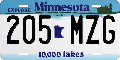 MN license plate 205MZG