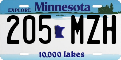 MN license plate 205MZH