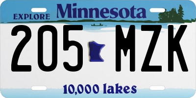 MN license plate 205MZK