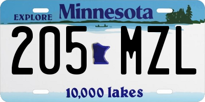 MN license plate 205MZL