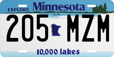 MN license plate 205MZM