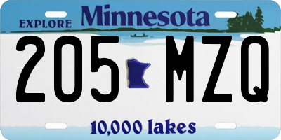 MN license plate 205MZQ