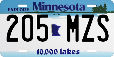 MN license plate 205MZS