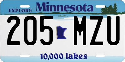 MN license plate 205MZU