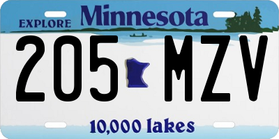MN license plate 205MZV