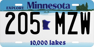 MN license plate 205MZW