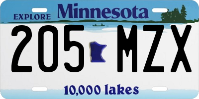 MN license plate 205MZX
