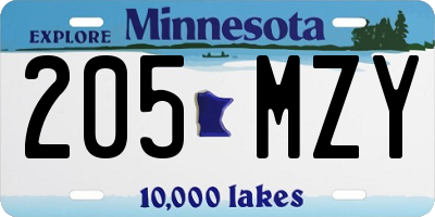 MN license plate 205MZY