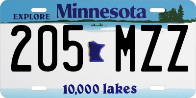 MN license plate 205MZZ