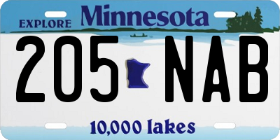 MN license plate 205NAB