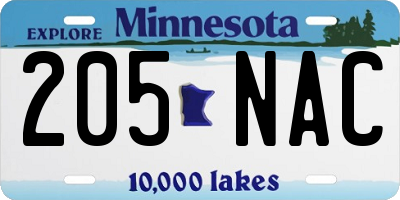 MN license plate 205NAC
