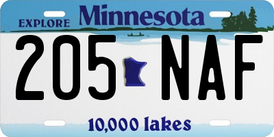 MN license plate 205NAF