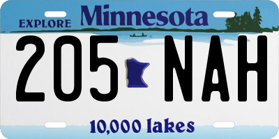 MN license plate 205NAH