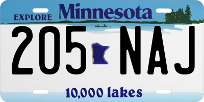 MN license plate 205NAJ