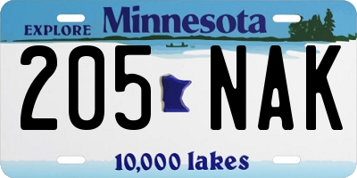 MN license plate 205NAK